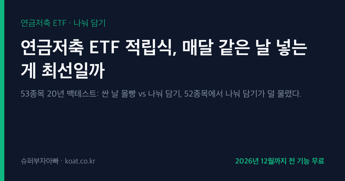 연금저축 ETF 적립식 — 싼 날 몰빵 vs 나눠 담기 20년 비교