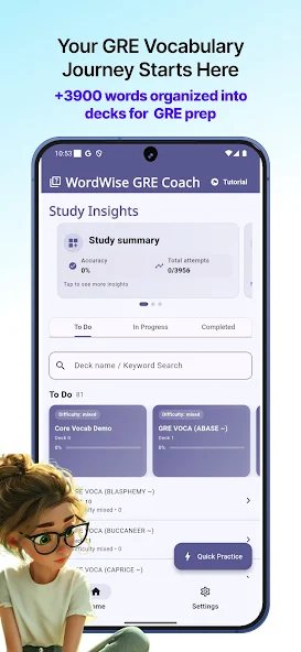 WordWise GRE Coach 화면 2